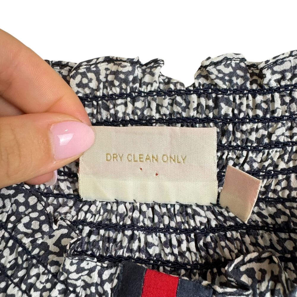 Rungolee Gray & White Print Center Stripe Smocked Off the Shoulder Mini Dress - Picture 11 of 12